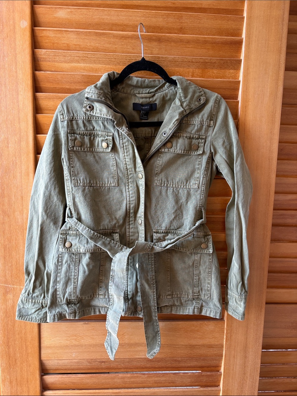Forever 21 Olive Utility Belted Jacket